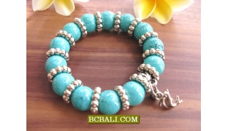 Balinese Stone Beads Bracelets Charms Stainless